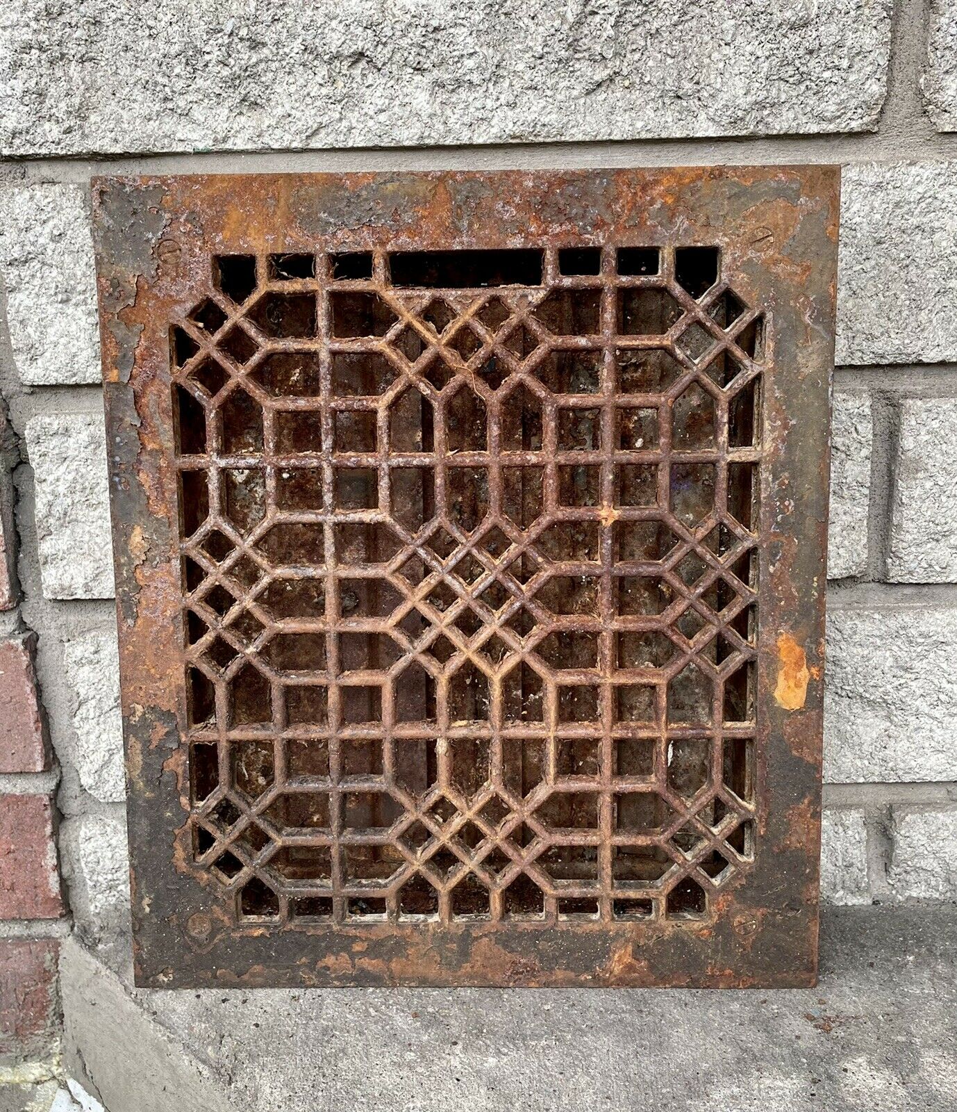 Antique Cast Iron Heating Register Vent Grate 14 X 12 Unique Design
