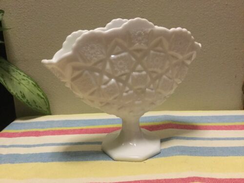 Westmoreland Old Quilt Milk Glass Compote Candy Dish