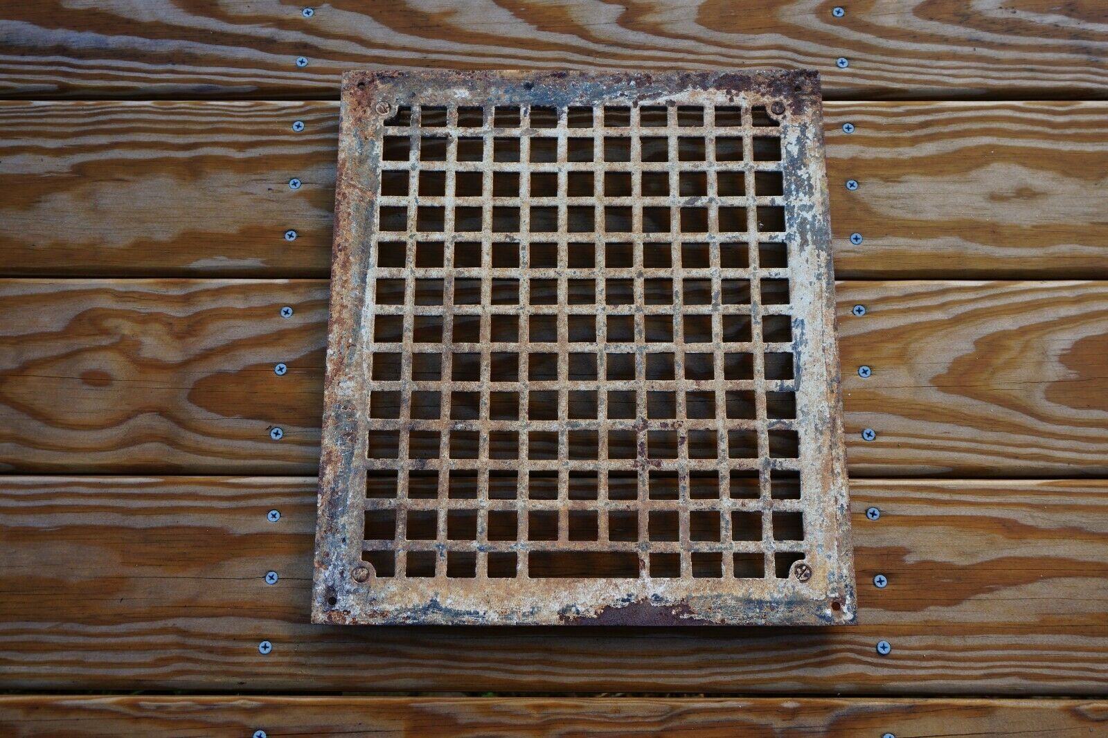 Antique Cast Iron Floor Heat Grate Vent Register Grille Vintage Old